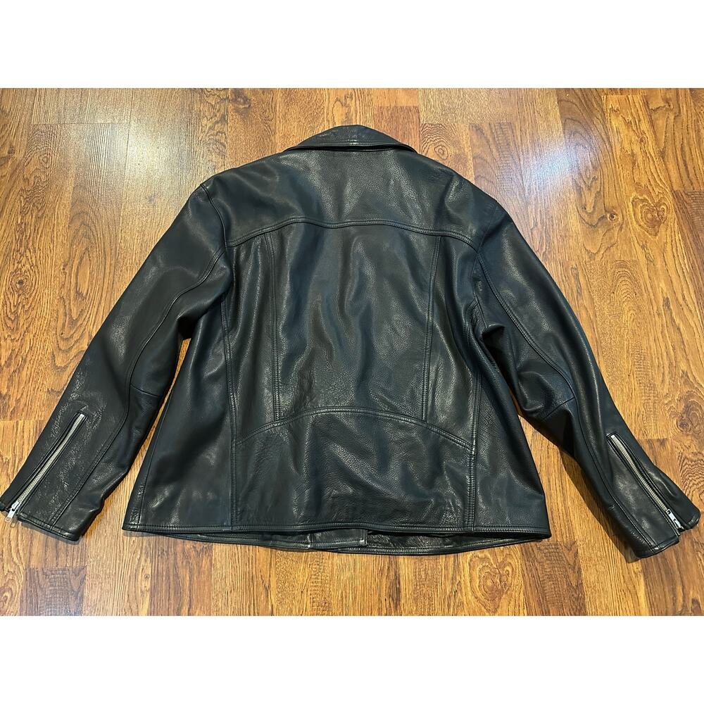 Quince Oversized 100% Leather Moto Jacket Black Women’s Size XL Chic - Picture 3 of 10